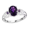 Amethyst and Simulated Amethyst Color Diamond 1.80 ctw Ring in Sterling Silver - Sticky add to cart bar