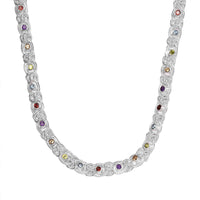 Multi Gemstone 5.50 ctw Necklace in Sterling Silver 20 Inches