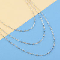 Rhodium Over Sterling Silver 2.2mm Tri-Layered Rolo Necklace 20 Inches 7.6 Grams