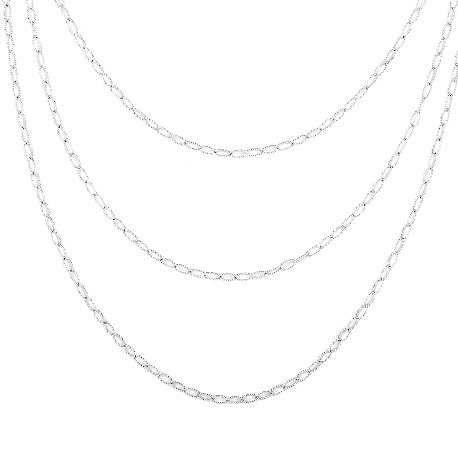 Sterling Silver 2.2mm Layered Necklace 20 Inches 8.9 Grams