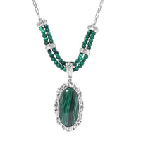 TLV African Malachite Necklace (18 Inches) in Platinum Over Copper 39.15 ctw