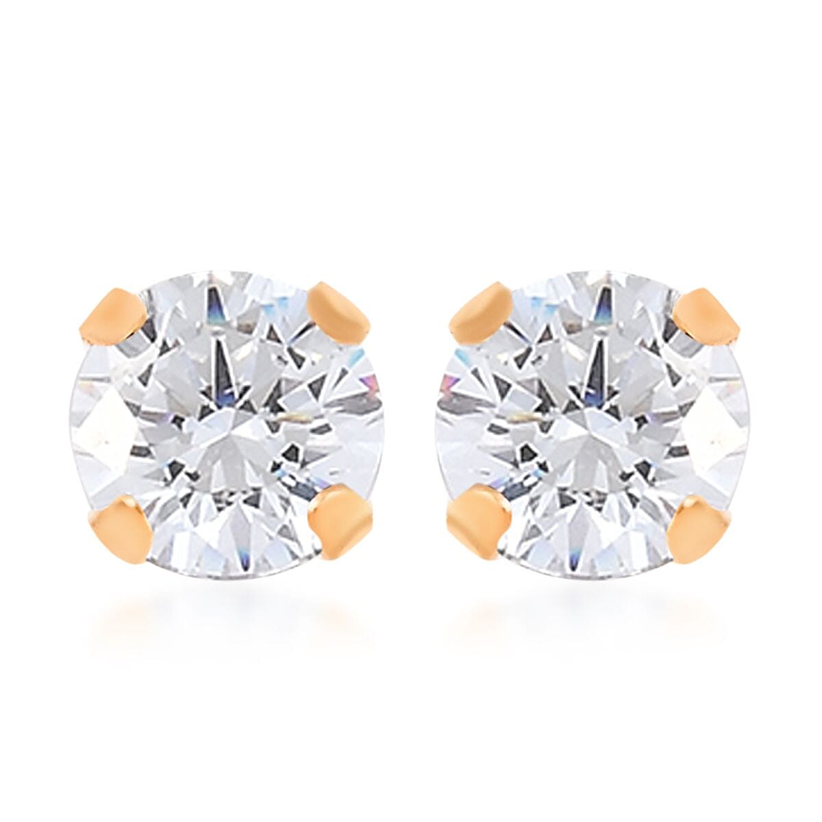 10K Yellow Gold Simulated Diamond Solitaire Stud Earrings 0.15 ctw