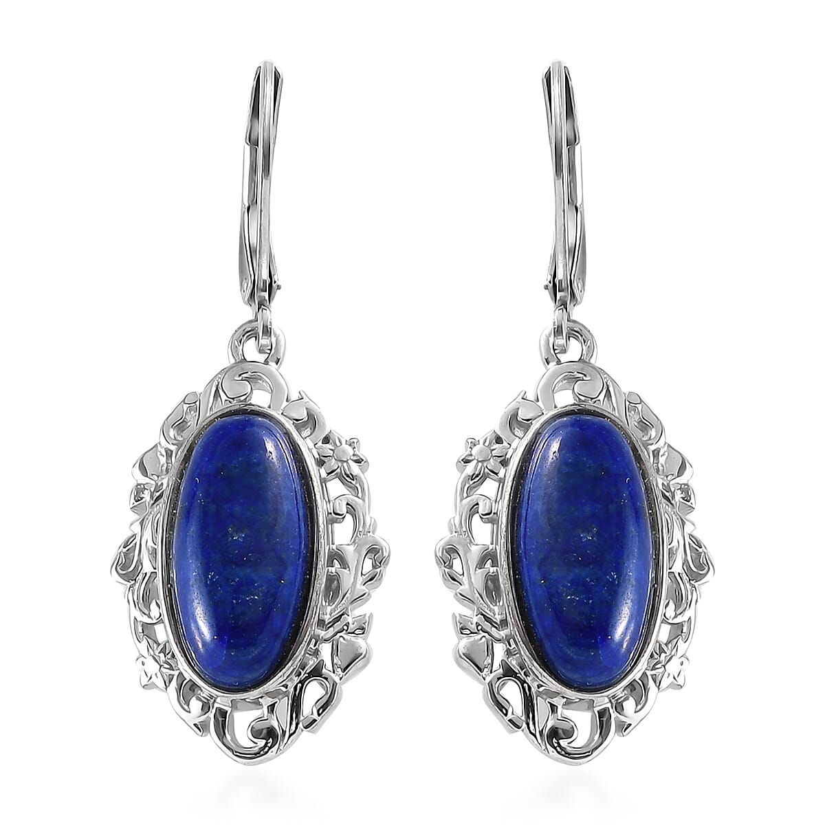 TLV African Malachite Solitaire Lever Back Earrings in Platinum Over Copper and Stainless Steel 8.85 ctw