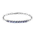 Tanzanite Paper Clip Chain Bracelet in Platinum Over Sterling Silver (7.25 In) 3.15 ctw - Sticky add to cart bar