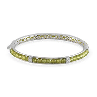 Thai Black Spinel 24.10 ctw Bangle Bracelet in Platinum Bond (7.25 In)