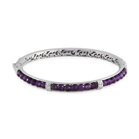 Thai Black Spinel 24.10 ctw Bangle Bracelet in Platinum Bond (7.25 In)