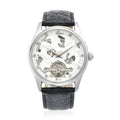 Genoa Diamond Automatic Mechanical Movement Horse Pattern Dial Watch with Black Genuine Leather (44.2mm) (7.75-9.0Inches) 0.10 ctw - Sticky add to cart bar