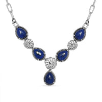 Karis Lapis Lazuli Necklace 18 Inches in Platinum Bond and Stainless Steel 7.50 ctw