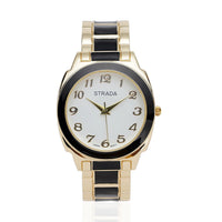 Strada Japanese Movement Watch with Black Enameled Stainless Steel Strap (35.80 mm) (6.50-7.50 Inches)