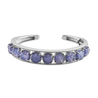 Tanzanite Cuff Bangle in Stainless Steel (6.50 in) 26.85 ctw