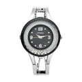 STRADA Austrian Crystal Japanese Movement Black Dial Watch with Silvertone Strap (32mm) - Sticky add to cart bar