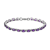 African Amethyst Tennis Bracelet in Stainless Steel (7.50 In) 9.25 ctw