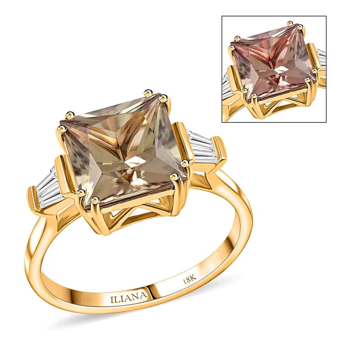 Iliana 18K Yellow Gold AAA Turkizite, Diamond (G-H, SI) Ring 2.10 ctw