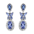 Tanzanite and White Zircon Dangling Earrings in Platinum Over Sterling Silver 2.10 ctw - Sticky add to cart bar