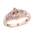 Marropino Morganite and Multi Gemstone Ring in Vermeil Rose Gold Over Sterling Silver 1.00 ctw - Sticky add to cart bar