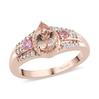 Marropino Morganite and Multi Gemstone Ring in Vermeil Rose Gold Over Sterling Silver 1.00 ctw