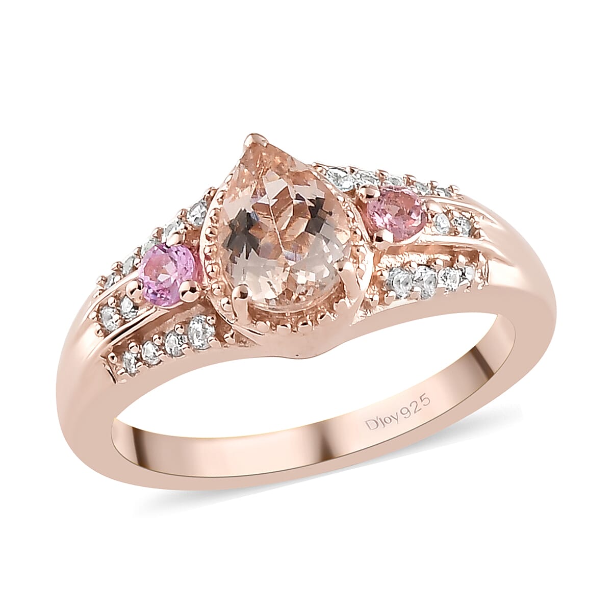 Marropino Morganite and Multi Gemstone Ring in Vermeil Rose Gold Over Sterling Silver 1.00 ctw (1)