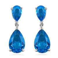 Caribbean Quartz (Triplet) Drop Earrings in Platinum Over Sterling Silver 8.50 ctw