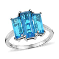 Caribbean Quartz 3 Stone Ring in Platinum Over Sterling Silver (Size 9.0) 5.50 ctw - Sticky add to cart bar