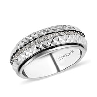 KARIS Natural White Zircon Spinner Band Ring in Platinum Bond 0.90 ctw