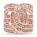 Natural Champagne Diamond Interlocking Ring in Vermeil Rose Gold Over Sterling Silver (Size 7.0) 9 Grams 3.00 ctw - Sticky add to cart bar