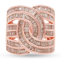 Natural Champagne Diamond Interlocking Ring in Vermeil Rose Gold Over Sterling Silver (Size 7.0) 9 Grams 3.00 ctw