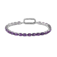 Amethyst and Natural White Zircon Bracelet in Platinum Over Sterling Silver (7.25 In) 9.65 Grams 11.65 ctw