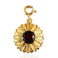 Mozambique Garnet Floral Charm in Vermeil Yellow Gold Over Sterling Silver 1.00 ctw