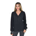 TAMSY Black 65% Cotton & 35% Polyester Lace V-Neck Sweater - L - Sticky add to cart bar