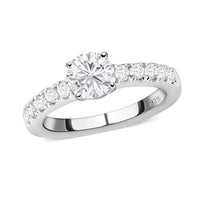 Moissanite 1.15 ctw Ring in Platinum Over Sterling Silver (Size 11.5)