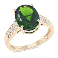 Certified & Appraised 10K Yellow Gold AAA Natural Chrome Diopside and G-H I2 Diamond Ring (Size 9.0) 2.15 Grams 3.90 ctw