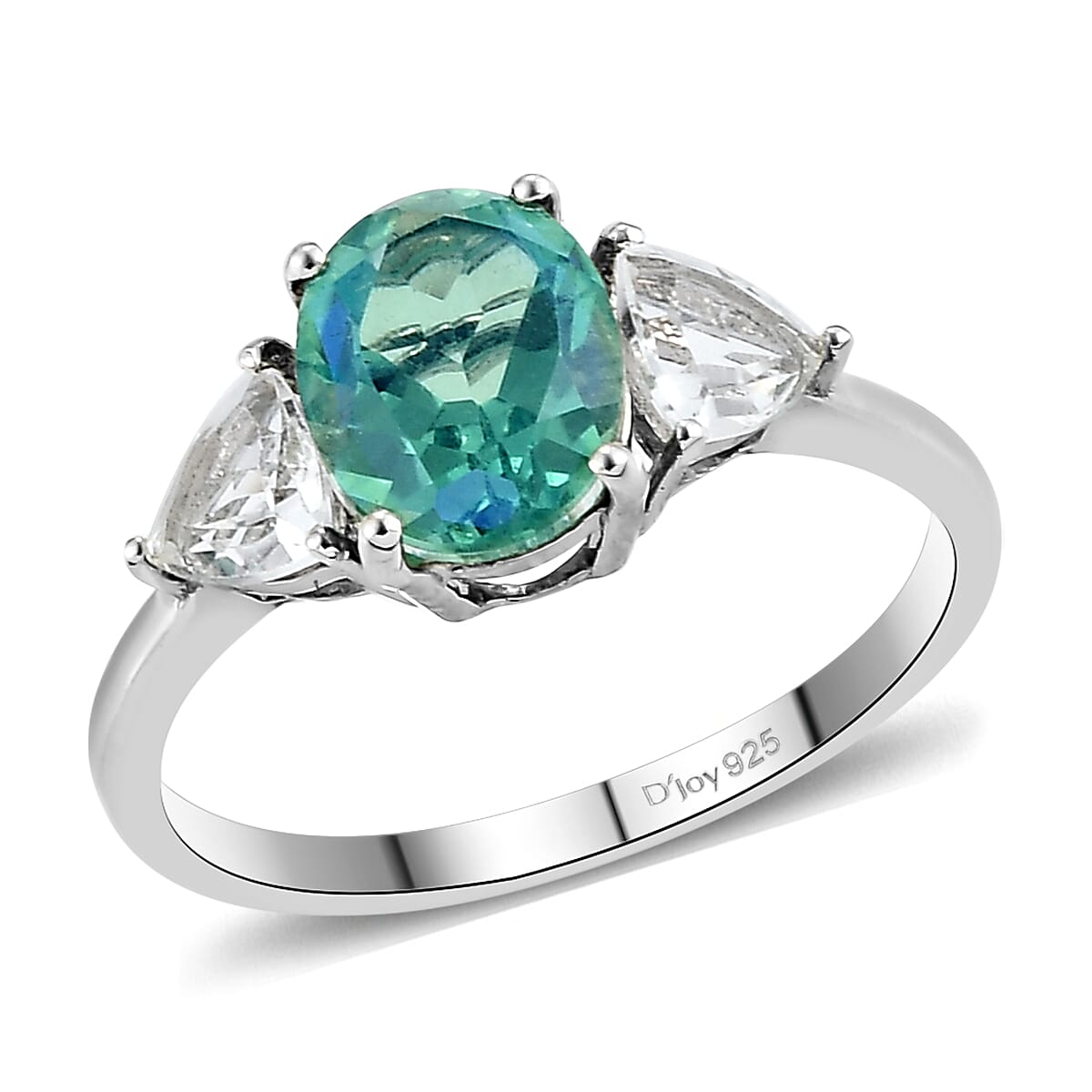 Peacock Quartz and White Topaz Ring in Platinum Over Sterling Silver 3.00 ctw (1)