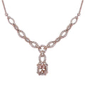 Premium Marropino Morganite and Natural White Zircon Necklace 18 Inches in Vermeil Rose Gold Over Sterling Silver 2.10 ctw - Sticky add to cart bar