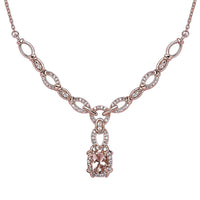 Premium Marropino Morganite and Natural White Zircon Necklace 18 Inches in Vermeil Rose Gold Over Sterling Silver 2.10 ctw