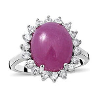 Natural Pink Sapphire and White Zircon 8.34 ctw Ring in Platinum Over Sterling Silver (Size 10.0)