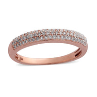 Natural Pink Diamond 3 Row Band Ring in Vermeil Rose Gold Over Sterling Silver (Size 6.0) 0.33 ctw