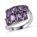 Amethyst Bypass Ring in Stainless Steel (Size 5.0) 3.85 ctw - Sticky add to cart bar