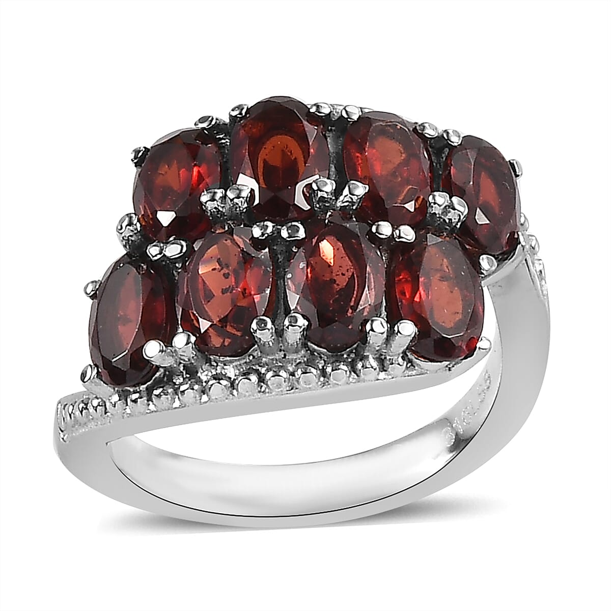 Amethyst Bypass Ring in Stainless Steel (Size 10.0) 3.85 ctw (1)
