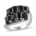 Natural Thai Black Spinel Bypass Ring in Stainless Steel (Size 5.0) 4.50 ctw - Sticky add to cart bar