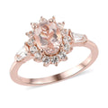 Marropino Morganite and Natural White Zircon Sunburst Ring in Vermeil Rose Gold Over Sterling Silver (Size 10.0) 1.25 ctw - Sticky add to cart bar
