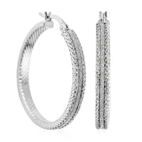 Sterling Silver Dimaond Cut Hoop Earrings 3.70 Grams