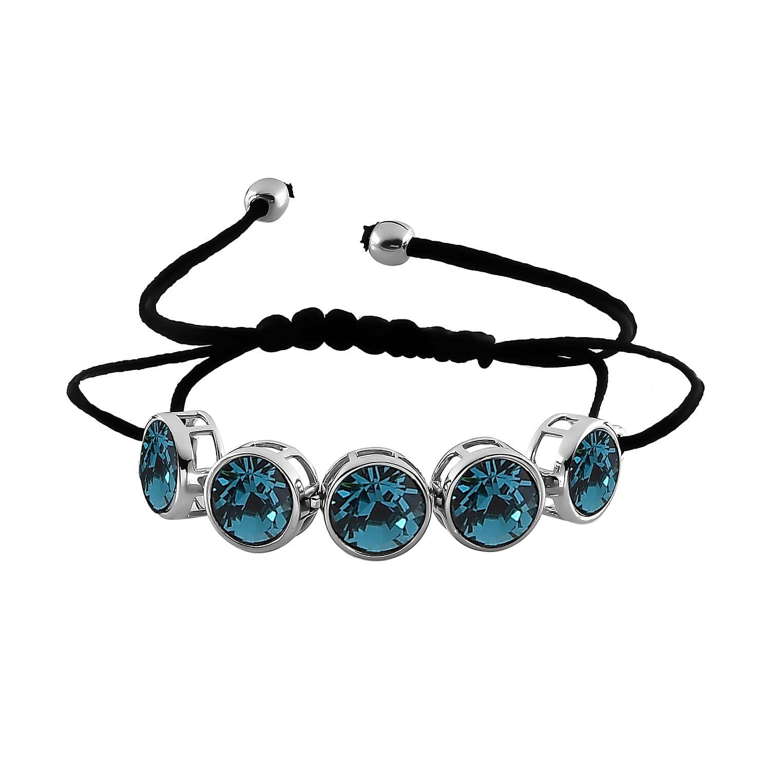 KARIS Indicolite Crystal 5 Stone Bracelet in Platinum Bond (Adjustable)