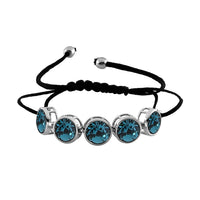KARIS Indicolite Crystal 5 Stone Bracelet in Platinum Bond (Adjustable)