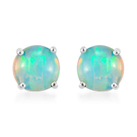 Ethiopian Welo Opal Solitaire Stud Earrings in Platinum Over Sterling Silver 1.10 ctw