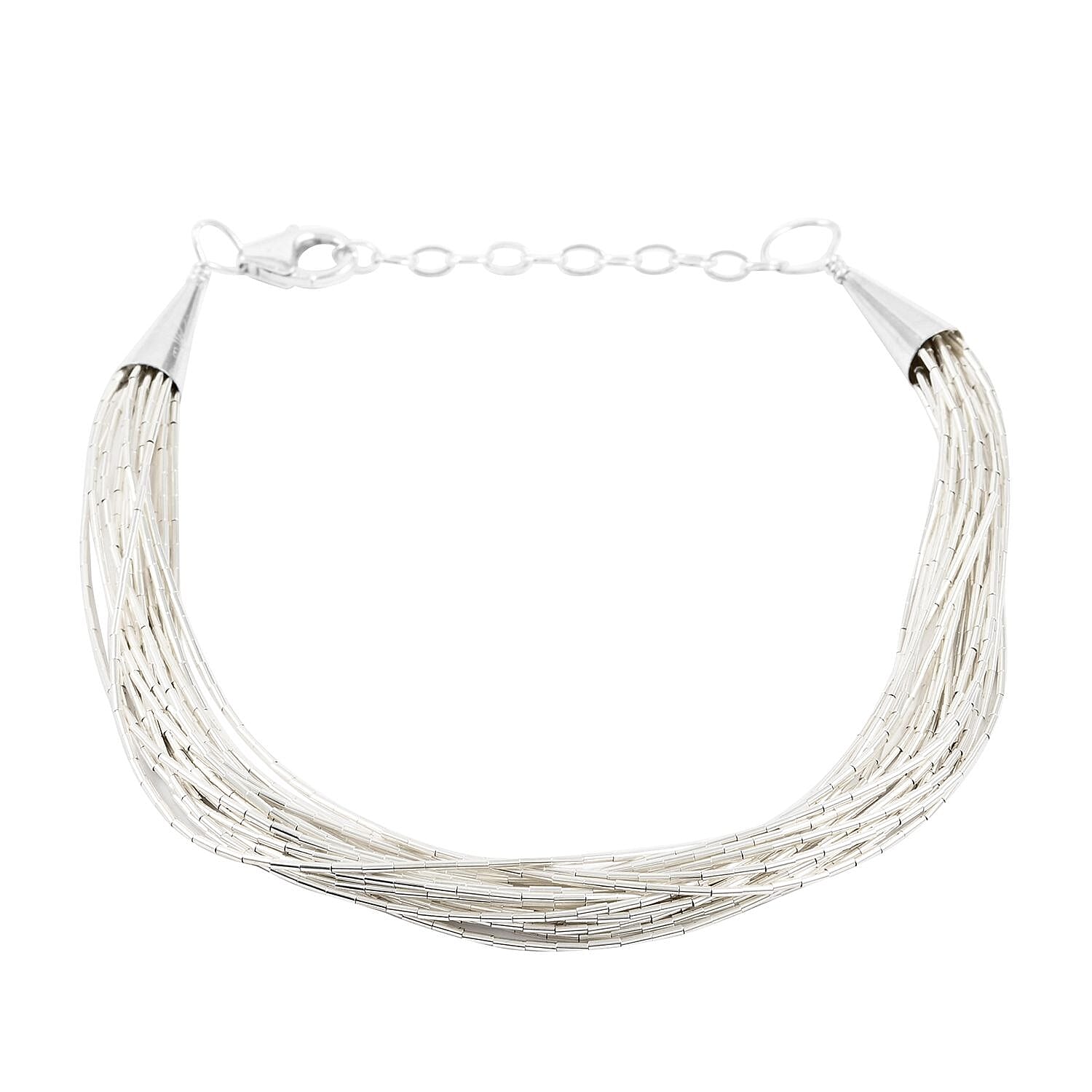 Cheryl Exclusive Pick Santa Fe Style Sterling Silver Multi Strand Layered Liquid Silver Bracelet (7.50 In) 7.70 Grams