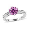 Pink Moissanite VS and White Moissanite Ring in Platinum Over Sterling Silver 1.35 ctw - Sticky add to cart bar