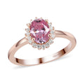 Pink Moissanite VS and White Moissanite Halo Ring in Vermeil Rose Gold Over Sterling Silver (Size 10.0) 0.85 ctw - Sticky add to cart bar