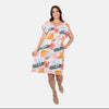 White & Orange Tropical Leaves Print