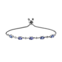 Tanzanite Bolo Bracelet in Platinum Over Sterling Silver and Stainless Steel 2.15 ctw