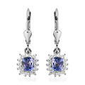 Tanzanite and Natural White Zircon Lever Back Earrings in Sterling Silver - Sticky add to cart bar